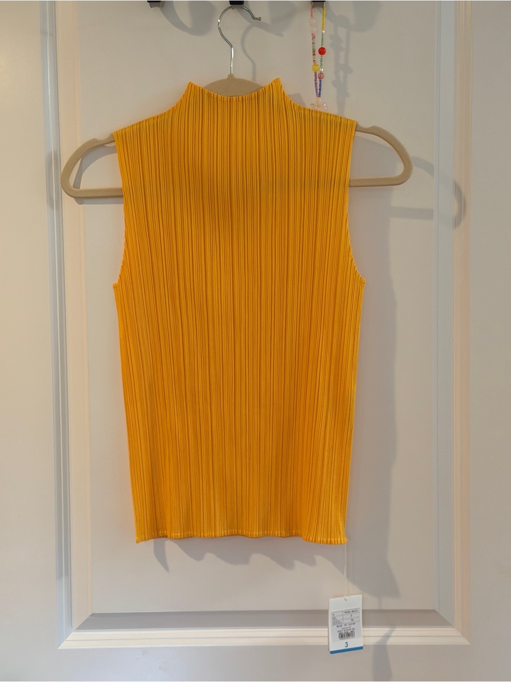 Pleats please Issey Miyake Sleeveless Pleated Mock Neck Tank - Yellow FIRM PRICE